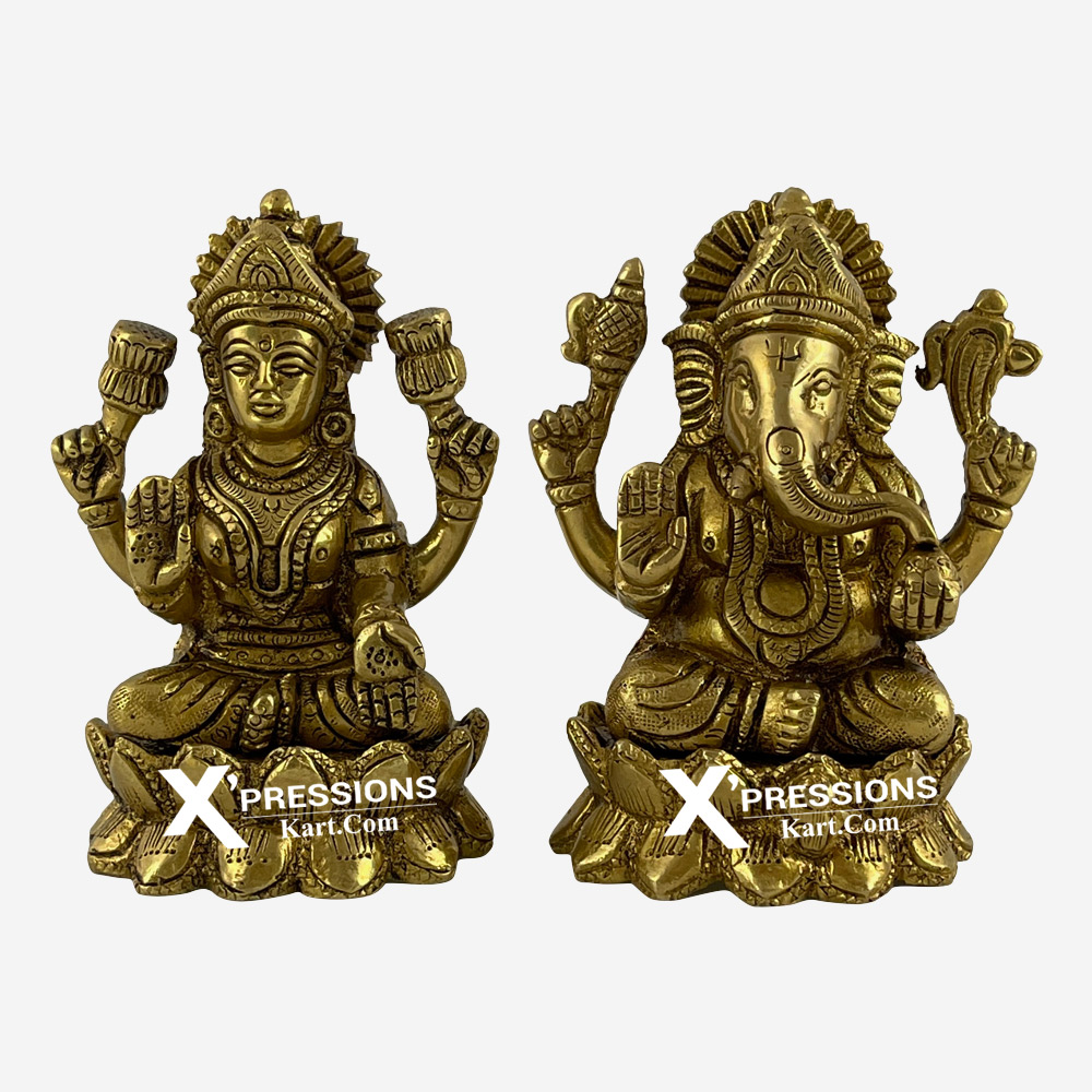 lakshmi ganesh brass idol