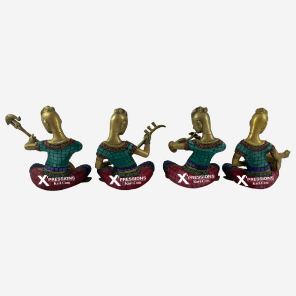 Brass Musicians 4 Pieces With Decorative Stones
