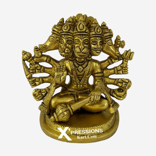 Brass Panch Mukhi Hanuman Ji With Beautiful Carving 4 Inches 3