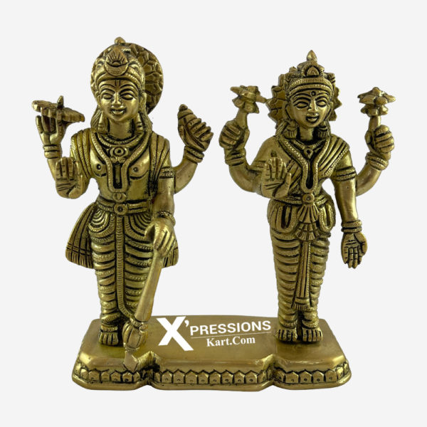 Brass Vishnu ji and Laxmi Ji Statue idol