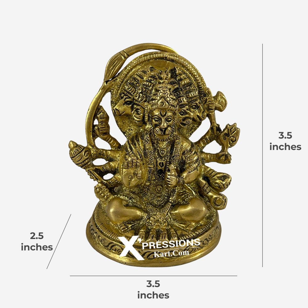 Brass Superfine Panchmukhi Hanuman Ji Sitting On Aasan 3 5 Inches Xpressions Kart