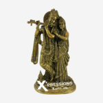 Brass Superfine Radha Krishna Standing On Brass Lotus Aasan 12 Inches