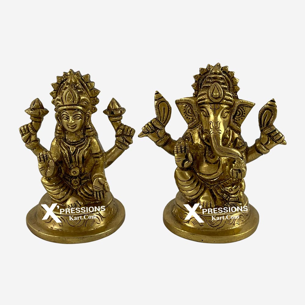 lakshmi ganesh brass idol
