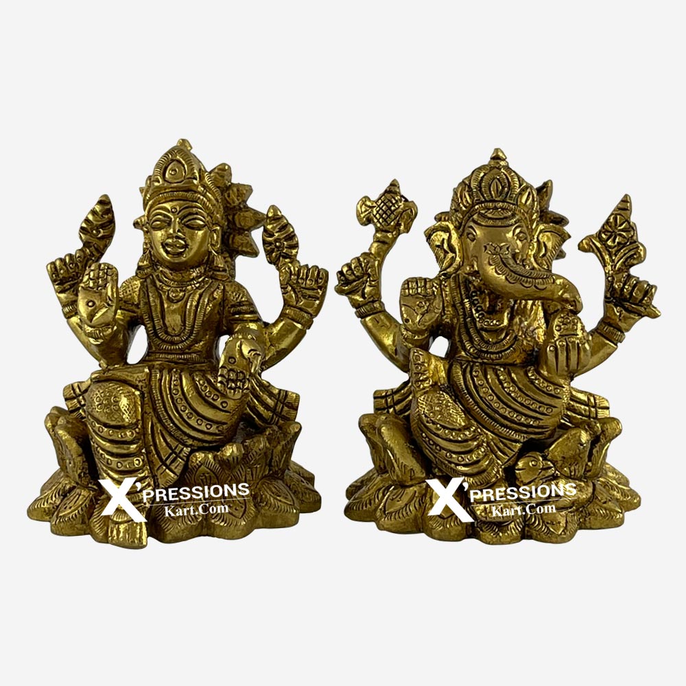 lakshmi ganesh brass idol