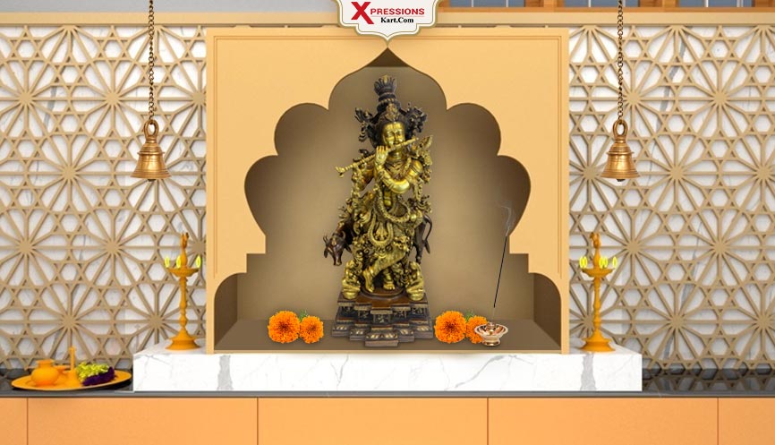 Delightful Lord Krishna Brass Statue for Pooja Room