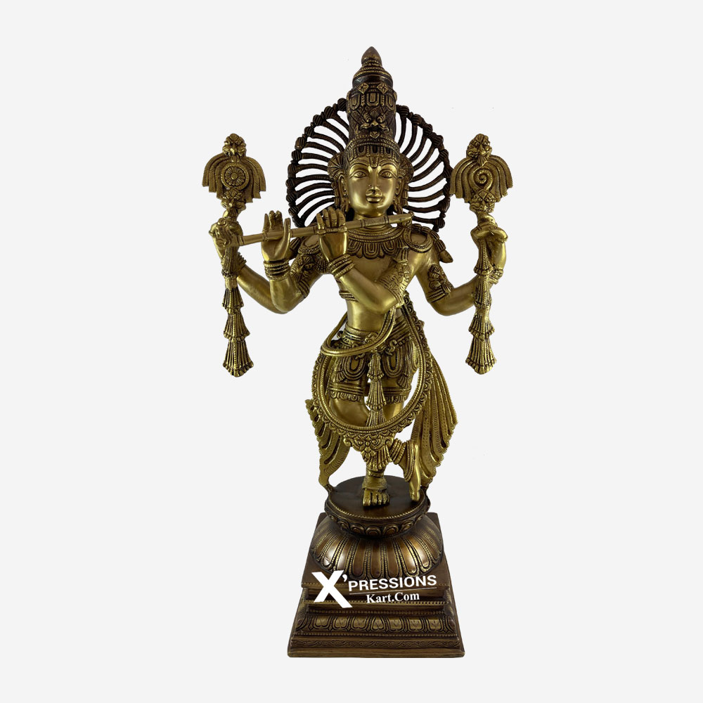 Brass Superfine Krishan Ji With Superfine Carving In Standing ...