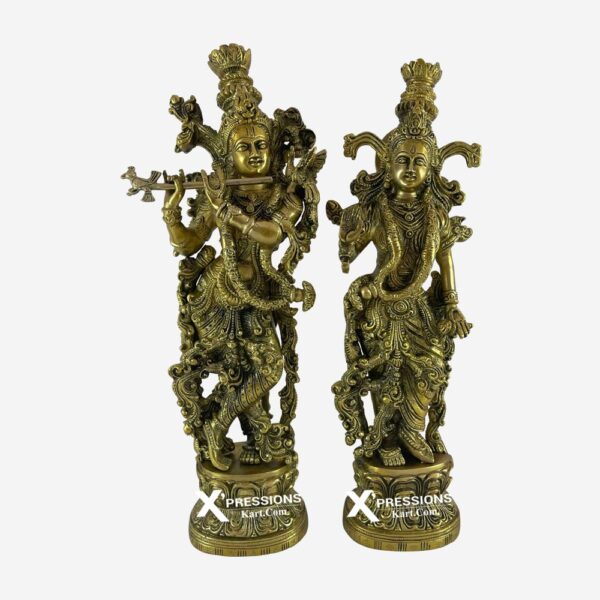Brass Superfine Radha Krishan With Beautiful Carving 14 Inches
